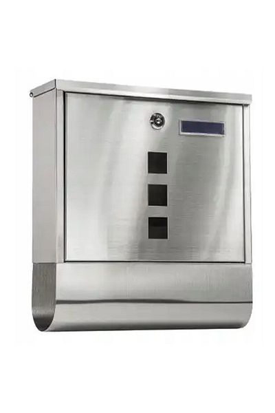 SERSIMO Outdoor mailbox, for fence or wall, made of galvanized steel, with lock, 37x11x37cm, silver gray