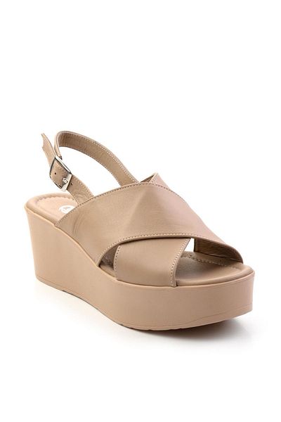 Bambi Beige Leather Women's Sandals K05040030503