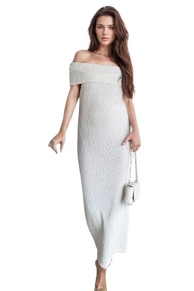 VAGGON Madonna Collar Maxi Length Strapless Dress