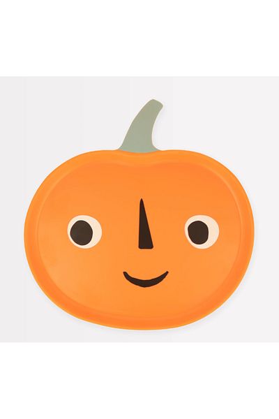 Meri Meri - Melamine Jack O' Lantern Plate - Pumpkin Melamine Plate
