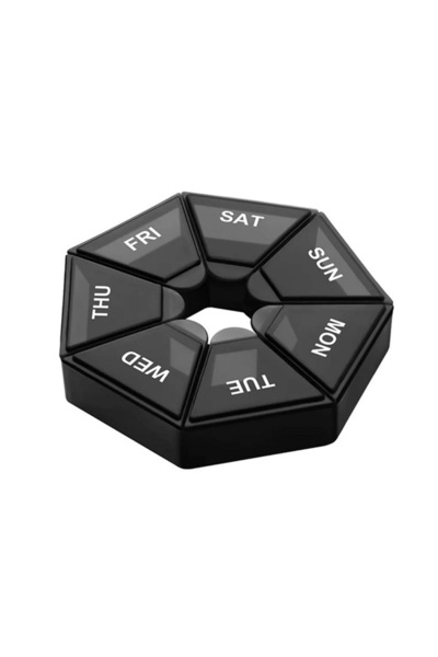 Choice16 منظم حبوب أسبوعي أسود لمدة 7 أيام، صندوق حبوب سفر محمول متعدد الوظائ...