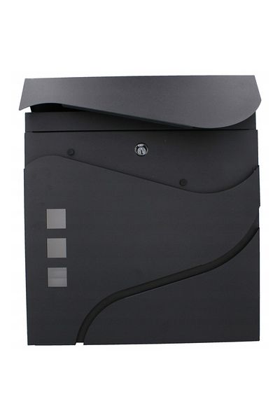 SERSIMO Outdoor mailbox, for fence or wall, made of galvanized steel, with lock, 37x11x37cm, dark gray