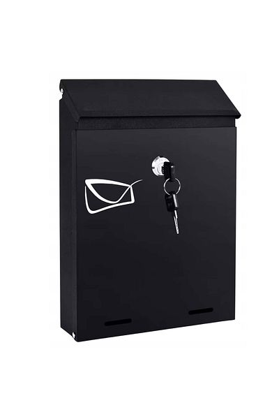 SERSIMO Outdoor mailbox, for fence or wall, made of galvanized steel, with lock, 26x6x19cm, dark gray