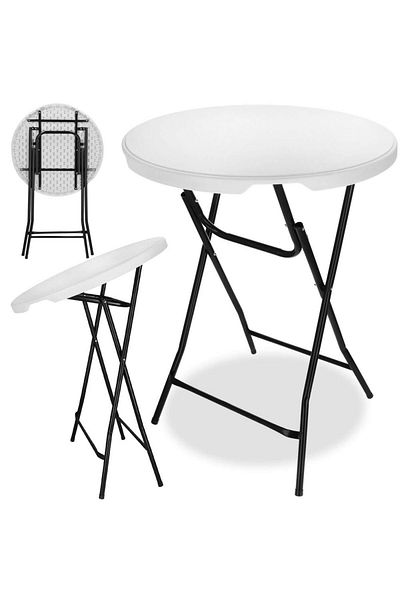 SERSIMO Masă profesională de catering pentru evenimente, înaltă, cu picioare metalice pliabile, rotundă, d 80 cm, h 110 cm