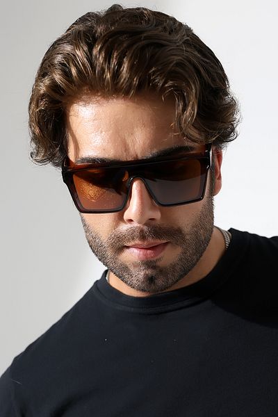 Lozzo Men's Unibody Polarized Brown Sunglasses 23020 C3 P