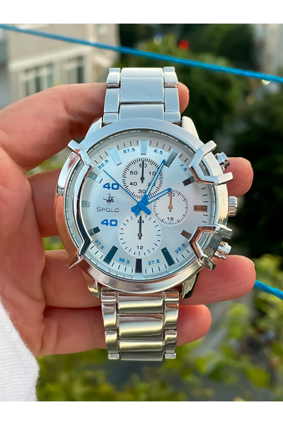 S.POLO Spolo Marka Gümüş Renk Erkek Kol Saati Bileklik Hediyeli