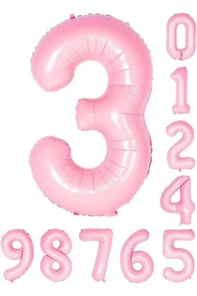 Işıltı Balon Dükkanı 3 Years Old Pink Foil Balloon 34 Inch (76-82 cm)
