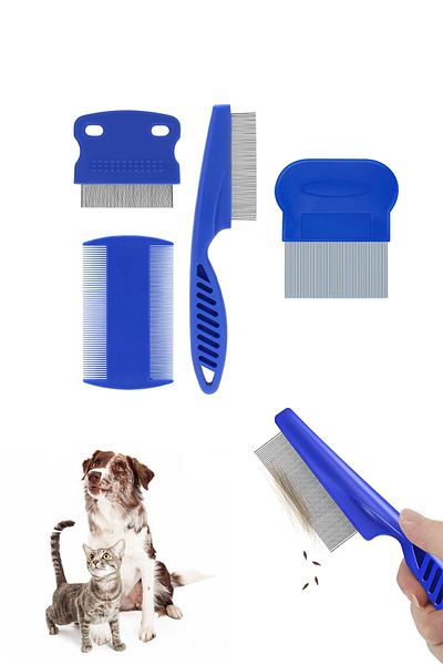Fresh Moon Cat Dog Lice Comb Set Stainless Steel Pet Hair Cleaning Combing Grooming Brushes