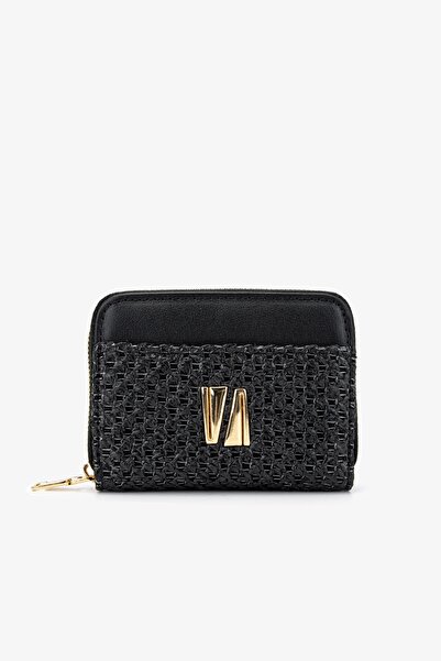 Valmenti Kadın Deri Hasır Siyah Cüzdan