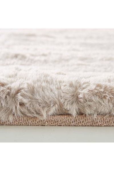 Home Box Faux Rabbit Rectangular Rug Beige 150x80cm