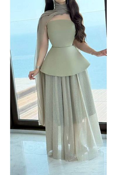 SOOL Elegant Evening Dress in Pistachio Color