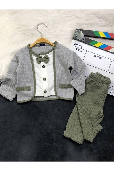 KGN GİYİM Baby Boy Bottom Top Bow Tie Set