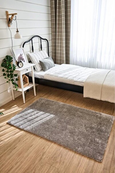 Apex Halı Gri Peluş Dokulu Kaydırmaz Dekoratif Halı