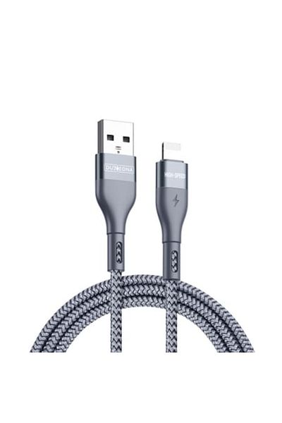 DUZZONA Cablu Fast Speed Lightning, Compatibil iPhone Fast Charging 2.4A, 12W, 480Mbps, 1m, R45, Aliaj, Tita