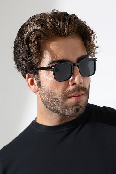 Lozzo Unisex Square Black Uv400 Sunglasses 23043 C2 E
