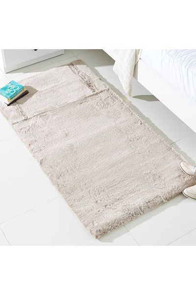 Home Box Faux Rabbit Rectangular Rug Beige 150x80cm
