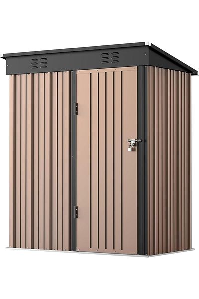 Egardenkart Metal Outdoor Pent Storage Shed (Tan)