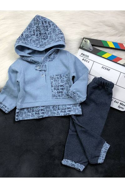 KGN GİYİM Baby Boy Bottom Top Hooded Set