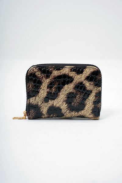 VAGGON Women's Leopard Faux Leather Croco Pattern Patent Leather Looking Wallet Card Holder Prmx14081