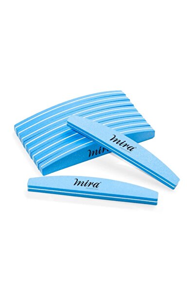 MIRA PROFESSIONAL إسفنجة مبرد أظافر نصف قمرية 704 زرقاء لتصميم فن الأظافر، 10...