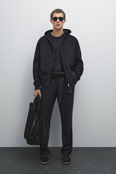 Massimo Dutti Yün karışımlı kapüşonlu hırka