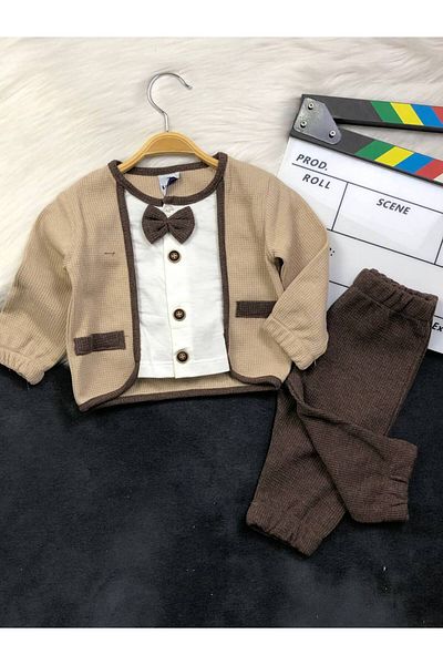 KGN GİYİM Baby Boy Bottom Top Bow Tie Set
