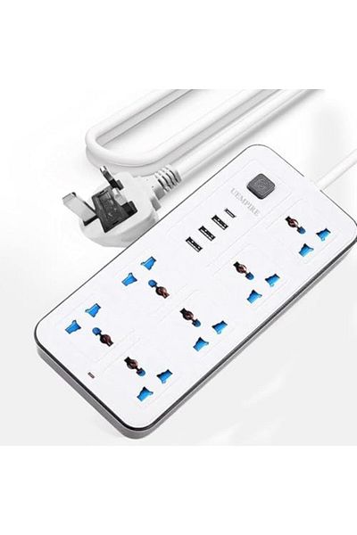 TAFASSELL سلك تمديد طاقة عالمي من WE EMPIRE - 6 مقابس طاقة، 3 منافذ USB، ومنفذ واحد من النوع C، بطول 5 أمتار