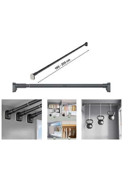 SOHO Bara Telescopica SOHO, Universala, Fara Gauri, Otel Inoxidabil Si ABS, 185 - 205 cm, Gri