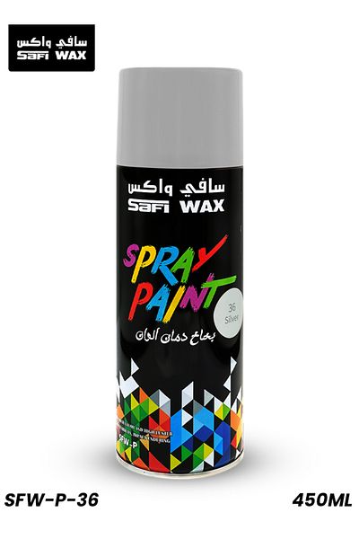 SAFI WAX Spray Paint Silver SFW-P-36 – Quick Dry, Gloss Finish for Multiple Surfaces 450ml