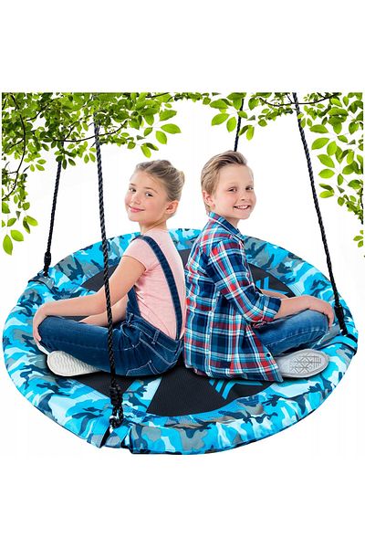 SERSIMO Camouflage nest swing 100cm, adjustable height, 150 kg, Blue Black