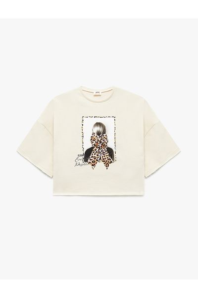 Koton Printed Short Sleeve Crew Neck Cotton T-Shirt