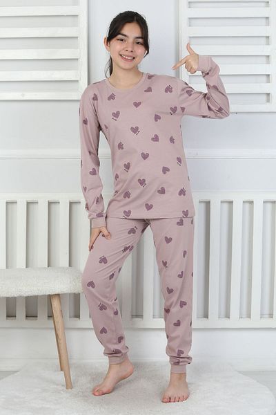 ZUZUNGA Lavender Colored Heart Patterned Girls' Pajama Set