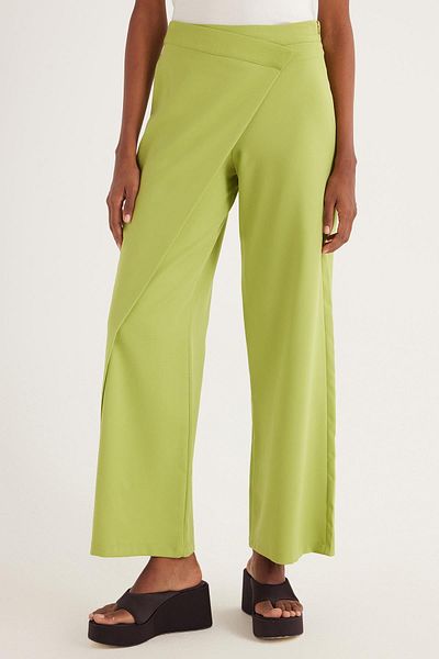 Tudors Women's Standard Fit Wide Leg Green Double Pants