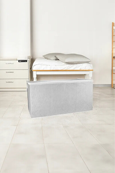 ALAS (3 ADET) Gri Çizgili Fermuarlı Mega Boy Hurç Yastık-yorgan-kıyafet Düzenleyici 80*40*60 Cm