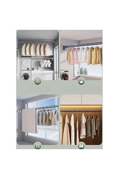 SOHO Bara Telescopica SOHO, Universala, Fara Gauri, Otel Inoxidabil Si ABS, 185 - 205 cm, Gri