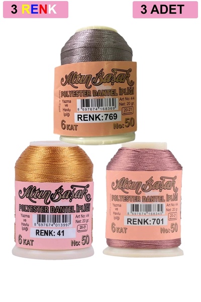 PRATİKOBA 3 pieces of goldenrod lace and lace rope 20 gr - royaleks - no: 041 - 701 - 769