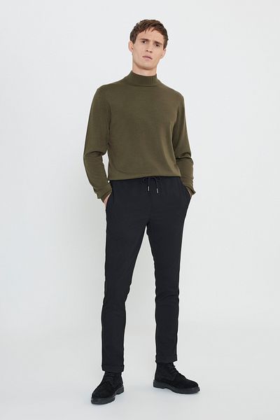 AC&Co / Altınyıldız Classics Slim Fit Waist Tie Side Pocket Black Jogger Pants