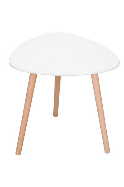 SERSIMO Coffee table, oval, diameter 50 cm, height 48 cm, MDF top, wooden legs, White