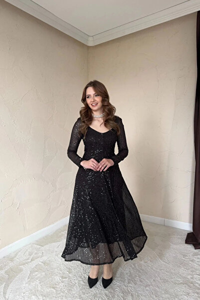 Dm Life DM LİFE PAYET SIRT DEKOLTELİ ELBİSE