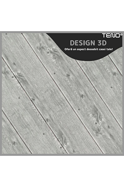 Teno Set 10x Tapet Panou 3D Teno®, Model Lemn, suprafata acoperire 4.9 mp, 70x70 cm, gri