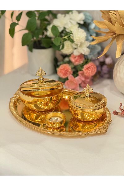 aljahwari Dates set, 2 pieces, full gold