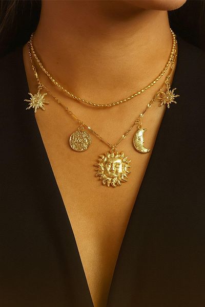 New Obsessions Astral Multiple Charm Chain and Beaded Double Necklace