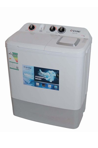 Icone Twin Tub Washing Machine, 7 kg Capacity – Durable Rust-Free Plastic Design, Transparent Top