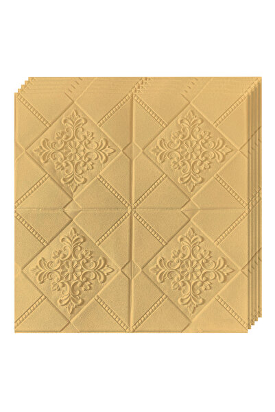 Teno Set Tapet 3D Teno119, acoperire 4.9 mp, autoadeziv, perete/tavan, model floral, 70x70 cm, galben