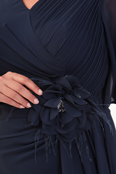 Lafaba Жіноче темно-синє плаття з квітковим принтом, великий розмір, довге вечірнє плаття