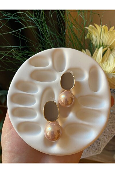 Anetta Jewelry Pink-Brown Metallic Colors Ball Steel Earrings