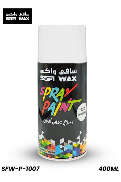 SAFI WAX Spray Paint Matt White SFW-P-1007 – Quick Dry Gloss Finish for Multiple Surfaces 400ml