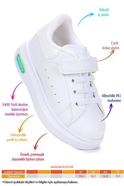 Kiko Kids Tinsa Daily Velcro Lighted Baby Boy Sports Shoes
