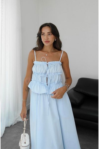 ForOus Hanging Giped Tie Bustiers 2 Piece Set Summer Casual Holiday