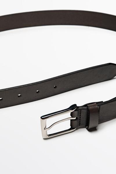 Massimo Dutti Dikdörtgen tokalı deri kemer